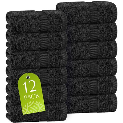 #ad Wash Clothes 100 % Cotton Soft and Absorbent 12x12 Inch 12 Pack Black $21.25