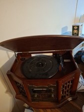 Vinyl Record Player, Speakers, Turntable, Cassette, and CD Player