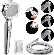 RV Shower Head, 3 Spray Modes, 60" Hose, On/Off Switch, Chrome Silver 