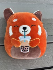 Squishmallow Seth The Red Panda Holding Boba Hot Topic Exclusive New Tags 8"