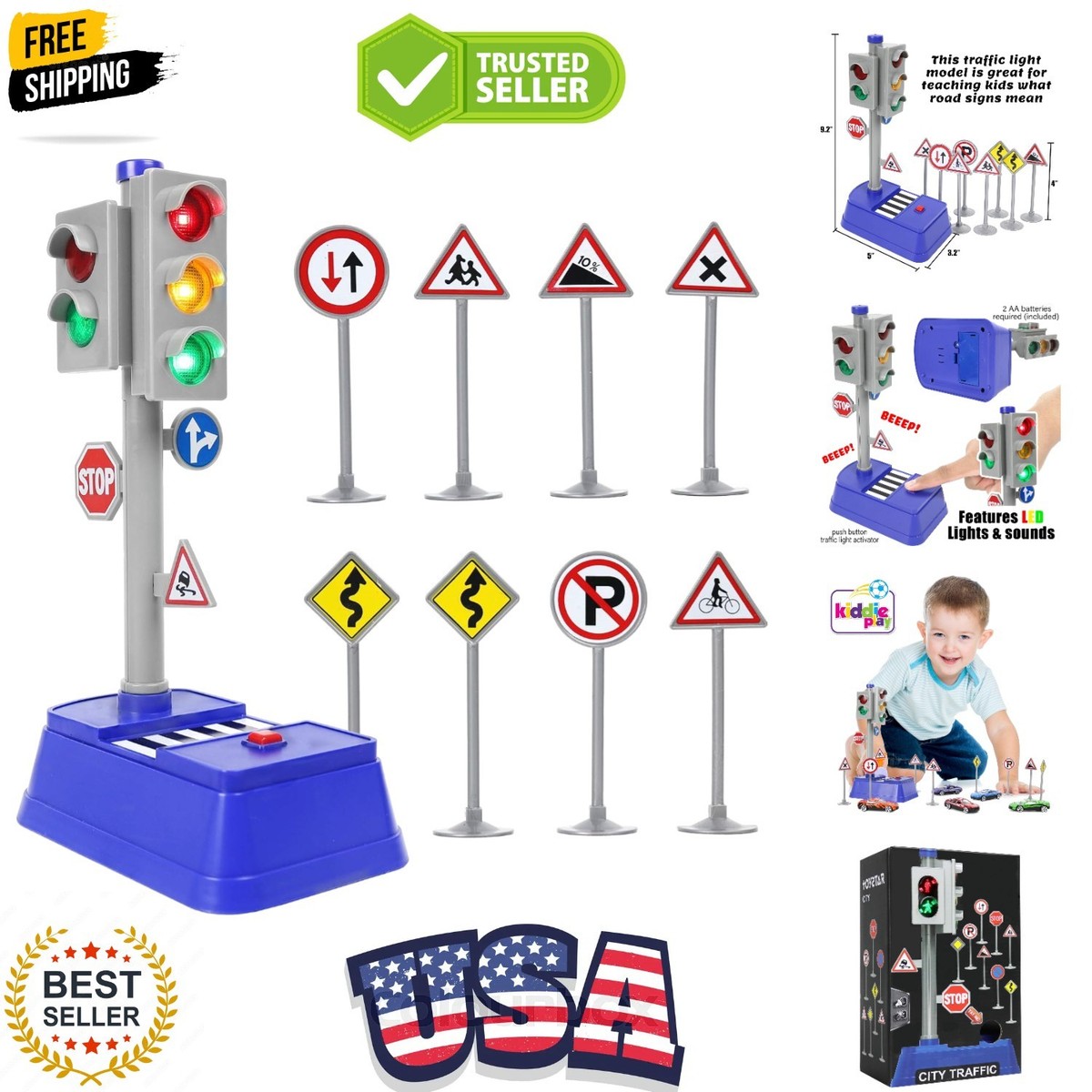 Traffic Signs and Crosswalk Light Signal Toys for Kids 12pcs | eBay
