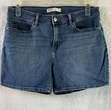 Signature Levi Strauss Blue Denim Jean Shorts Mid Rise Stretch Womens 12