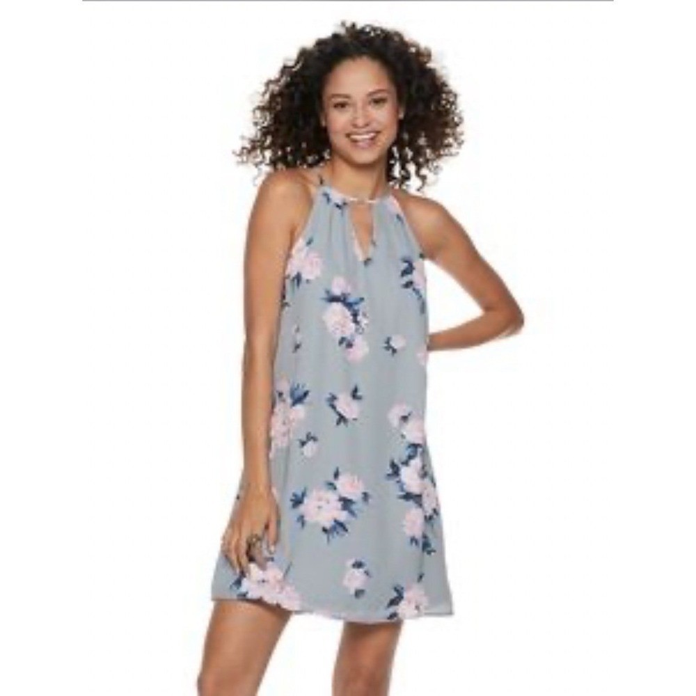 candies halter dress gray floral Floral maxi dress