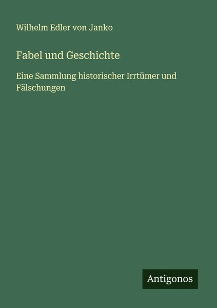 Wilhelm Edler Von Janko | Fabel Und Geschichte | Taschenbuch | Deutsch (2025)-image