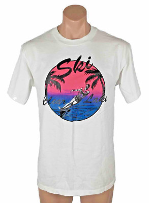 Vtg 90s Neon Water SKI Skiing Clear Lake California travel souvenir t-shirt sz L