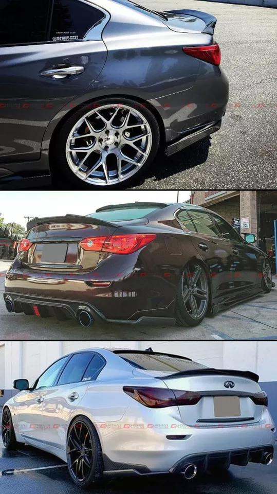 Parachoques trasero de fibra de carbono real divisores de esquina laterales para Infiniti Q50 2014-2024 Foto 4 de 4