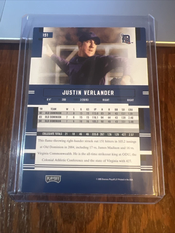 Tarjeta de novato Justin Verlander 2005 Playoff Prestige RC #151 Tigers Astros Foto 4 de 4