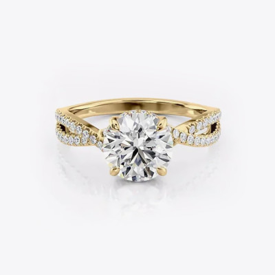 IGI-zertifizierter 1,90 ct Rundschliff Laborgrown Diamant Ehering 18 kt Gelbgold
