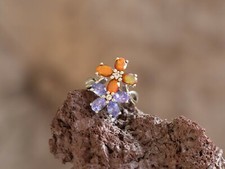 AA Tanzanite, Ethiopian Opal & White Topaz Sterling Silver Ring