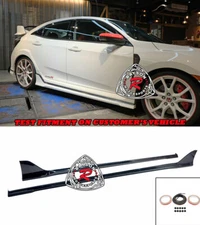 Fits 17-21 Honda Civic Type-R FK8 Only MU-Style Add-On Side Skirts (ABS)