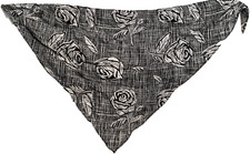 Scarf Roses Black White Print Bandana 37x17" Gorgeous One of a Kind