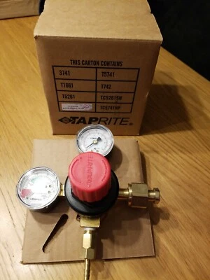 CO2 REGULATOR, TAPRITE, TC5741HP, 1/4" BARB CONNECTION, DUAL GAUGE TANK MOUNT