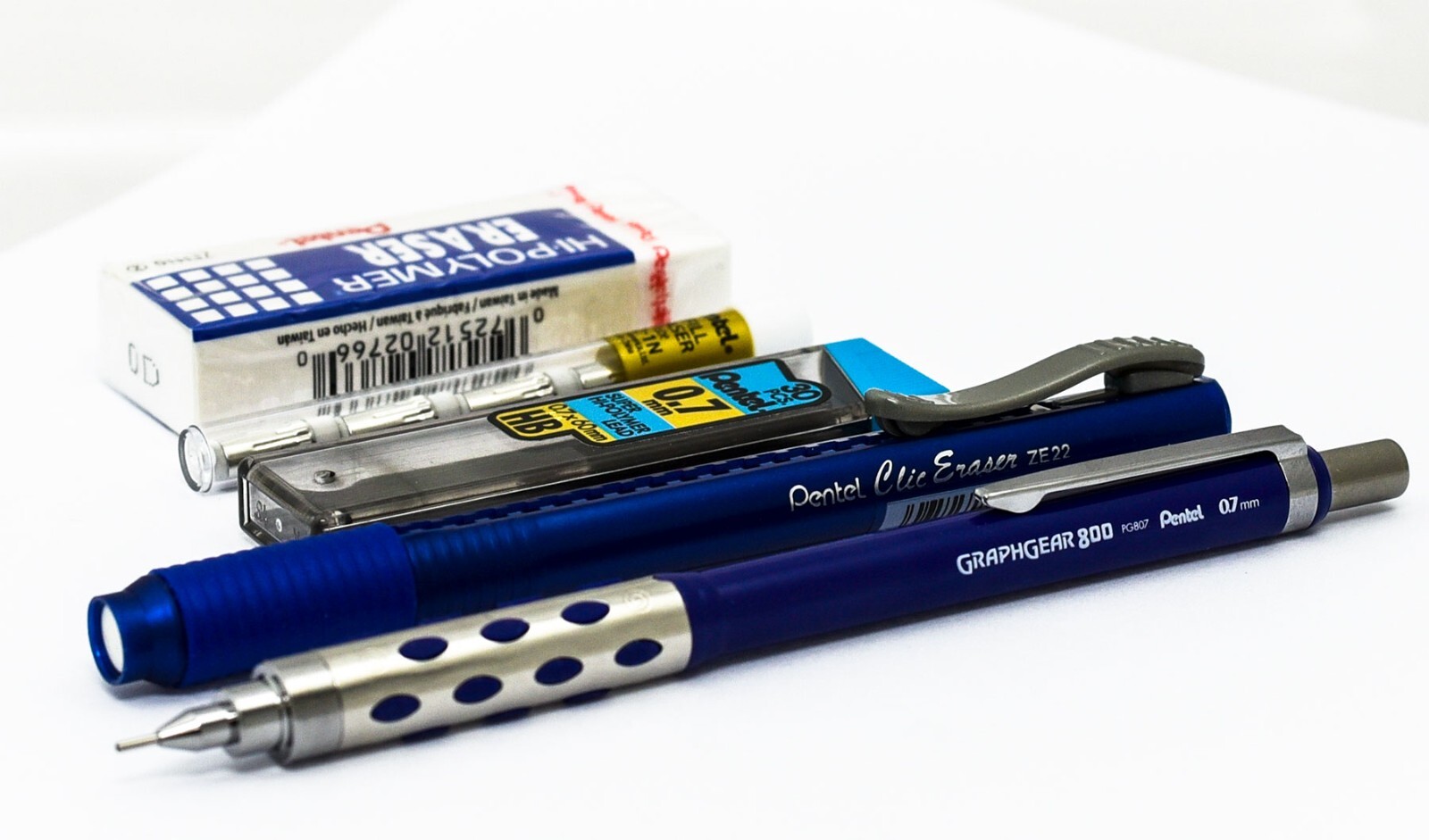 Pentel PG807C Graphgear 800 0.7mm Mechanical Pencil with Lead & Erasers