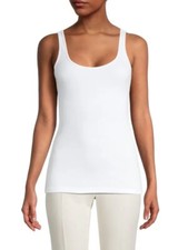 JAMES PERSE WOMENS DAILY RIBBED SCOOP NECK TANK TOP, WHITE, NWT