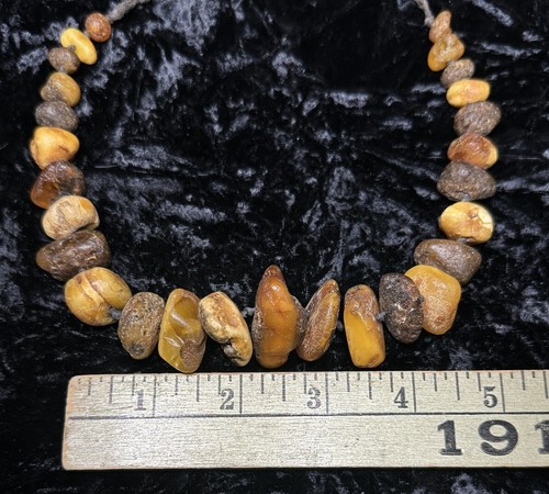 Antique Butterscotch Egg Yolk Raw Natural Amber Nugget Beads Necklace 47 Grams - Picture 11 of 16