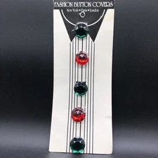Vintage Jewel Fashion Button Covers Round Christmas Red & Green Set of 5 New