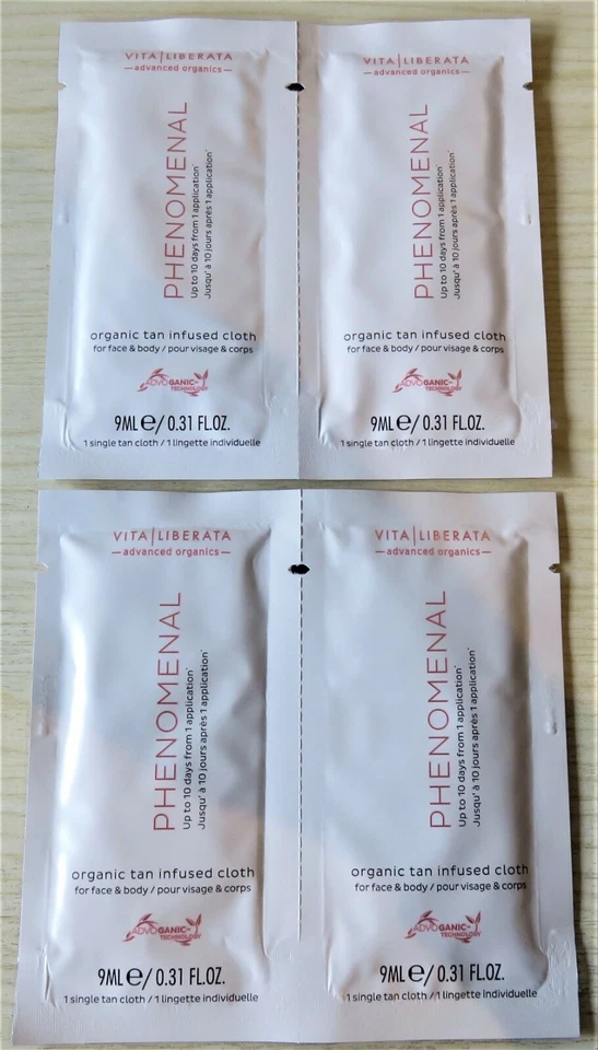 VITA LIBERATA PHENOMENAL ORGANIC TAN INFUSED CLOTH FOR FACE & BODY 4 x 9ML