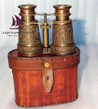 ZAIN ancien-laiton-binoculaire-vintage-étui cuir-télescope-pirate-verre