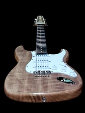 new 12 string electric guitar- glossy burl maple ST style guitar-great playing