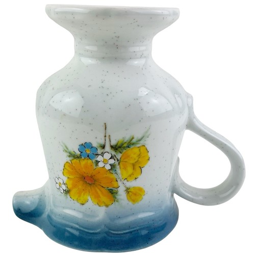 Mikasa Amy Country Club Creamer Yellow Flower Blue Edge Footed Stoneware Japan - Picture 7 of 13