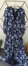 Anthropology Hutch Geo Blue Floral Maxi Wrap Dress, size S