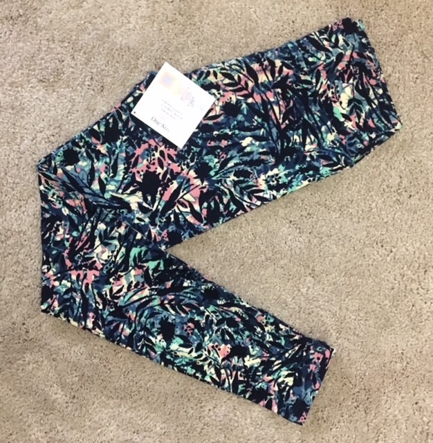Leggings Lularoe OS - Motif Fleurs Bleu Multicolore - Taille Unique - Neuf Sans étiquettes - Livraison Gratuite