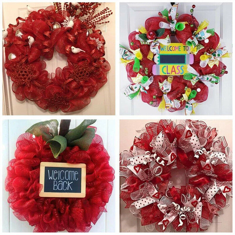 15/26cm 10yard Mesh Wreath Poly Crafts Deco Bow Making Net Roll Ribbon Gift Xmas - Image 3 of 4