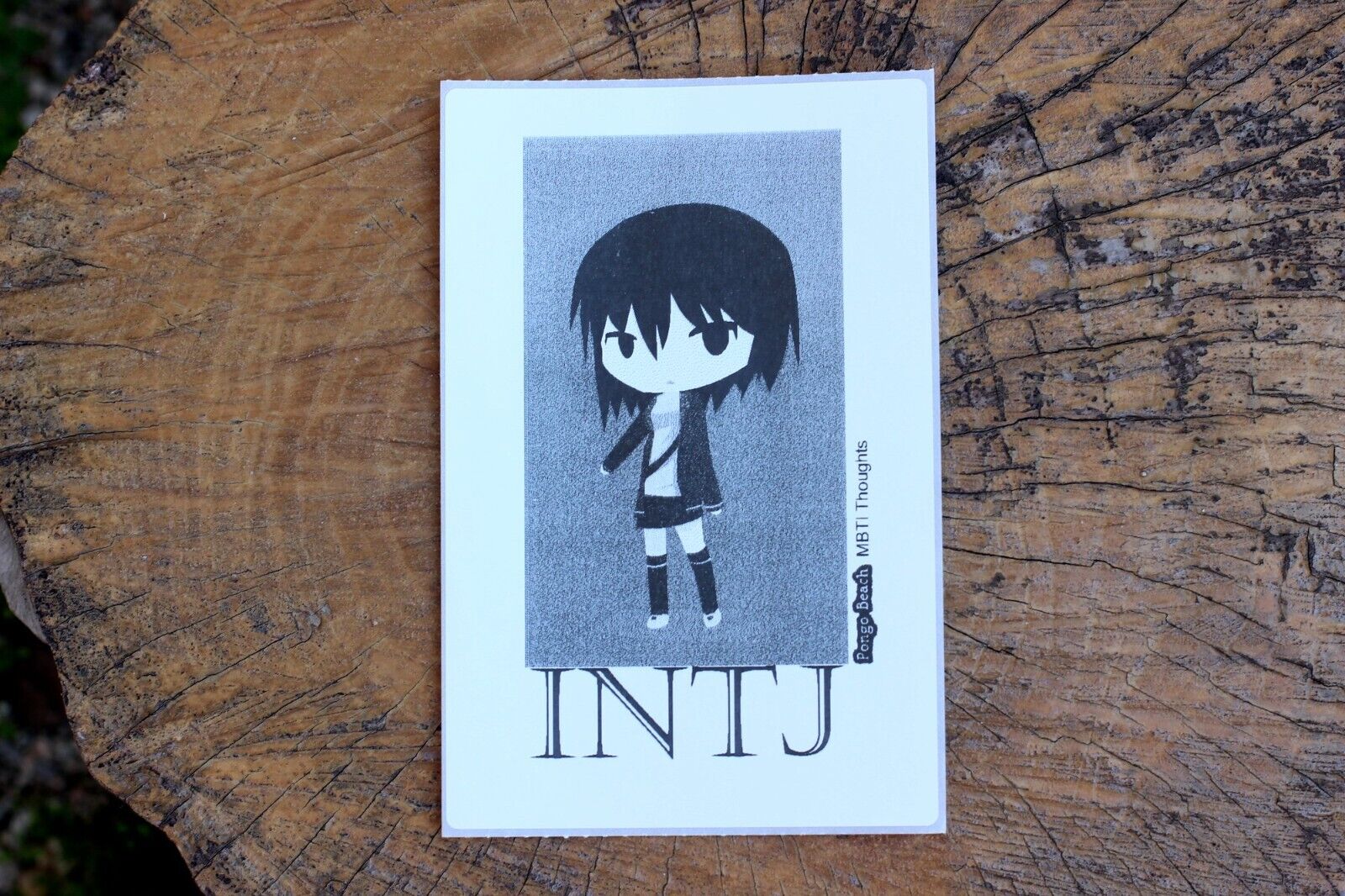 INTJ Girl B/W 4x6 Thermal Sticker - Kawaii Anime Chibi - MBTI