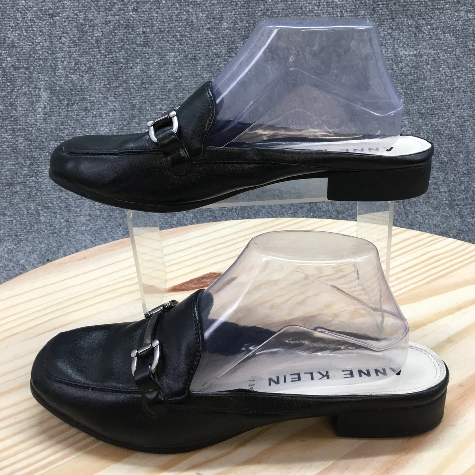 Zapatos Anne Klein para mujer 9 M vintage mula negros imitación cuero punta cerrada informales Foto 2 de 4
