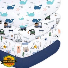 Little Grape Land Crib Sheets 4 Pack Whale Truck Bear Navy