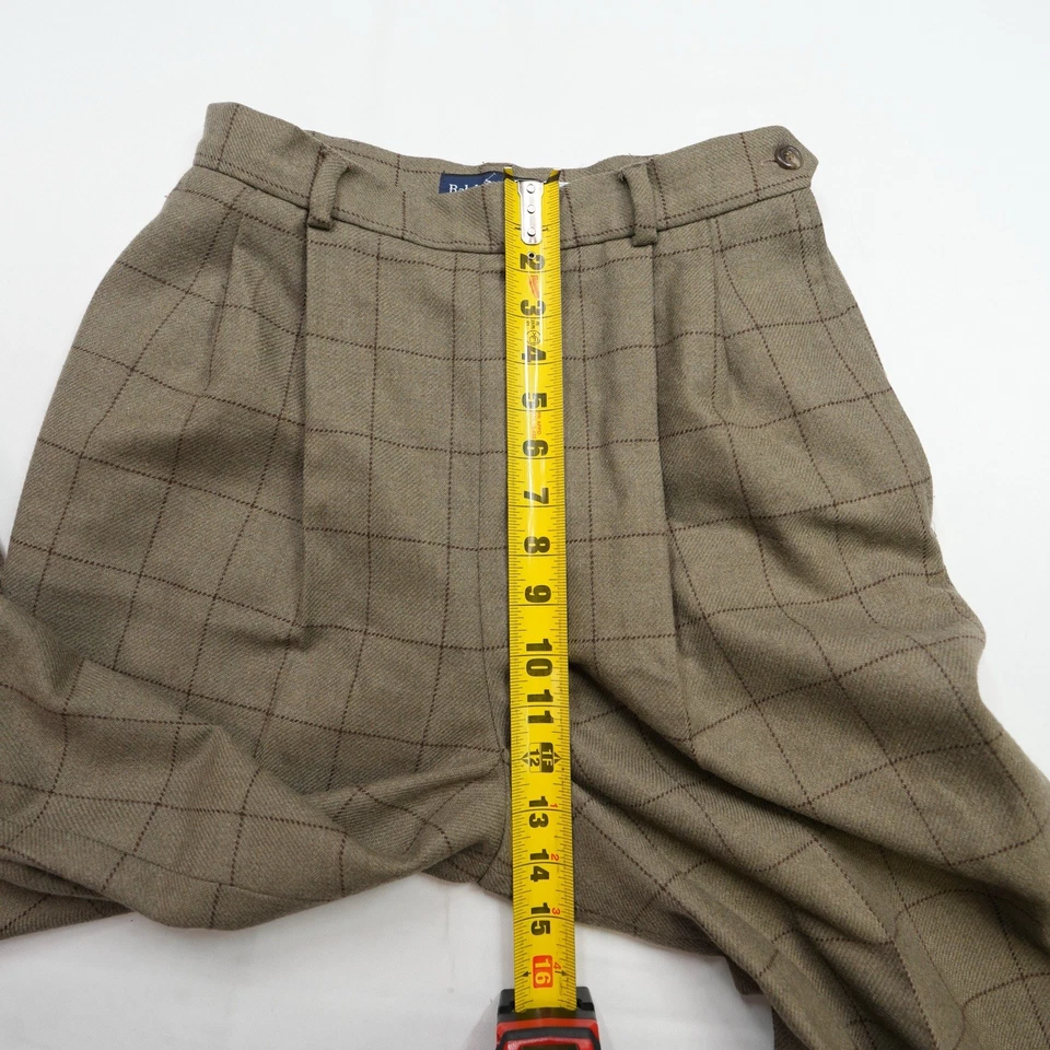 Винтажные коричневые клетчатые брюки Ralph Lauren с манжетами подол сделано в Союзе женские 25x27 - Изображение 4 из 4