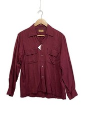 ARROW Long Sleeve Shirt 50s Gabardine Rayon BRD Plain Used