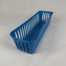 Blue Plastic Drawer Organizer Basket Slotted Storage Bin Tray 10" x 3 X 2