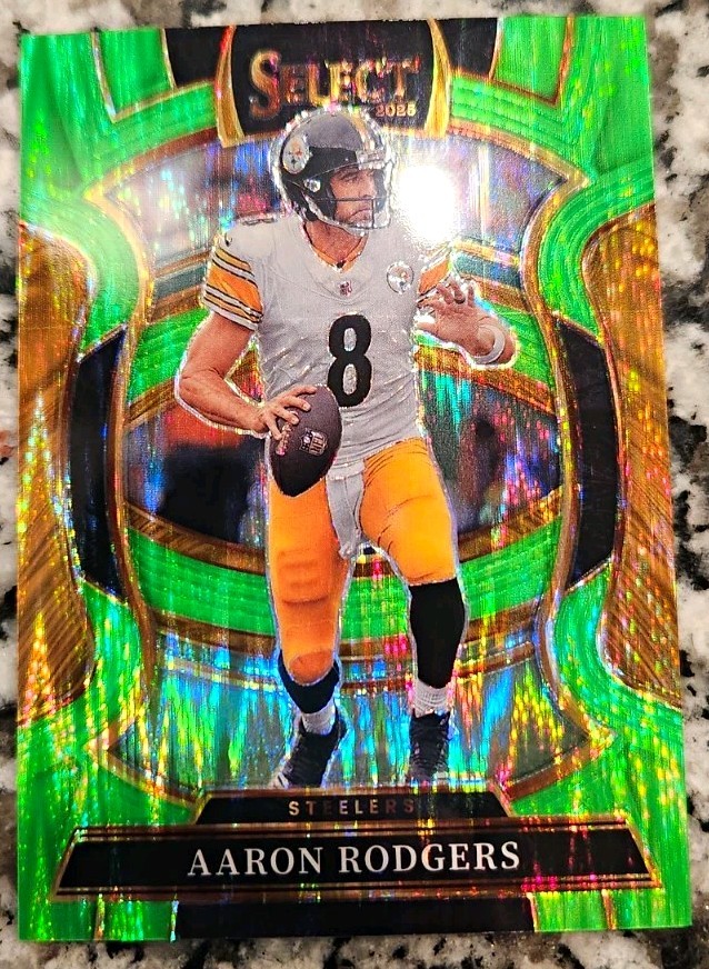 Panini 2025 Select Aaron Rodgers Steelers Concourse Prizm Green #51 288/999