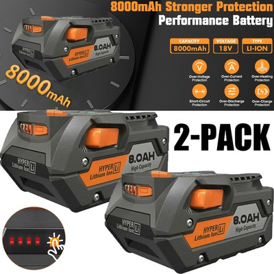 #ad 2 PACK For Ridgid 18V R840085 8.0Ah Lithium ion Battery Rigid 18Volt R840087 $54.99
