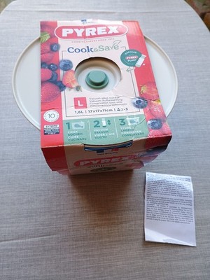 Pyrex Cook & Save Vakuum Glas Aufbewahrungsschüssel Größe Groß 1,6L Neu Geöffnet Unbenutzt