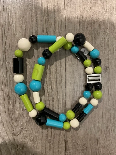 Collana Michael Kors turchese verde legno bianco perline grosse dichiarazione