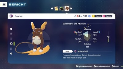   Shiny Alpha Raichu-Alola | Level 100 | Max 6IV/DV  Pokemon Legenden ZA    