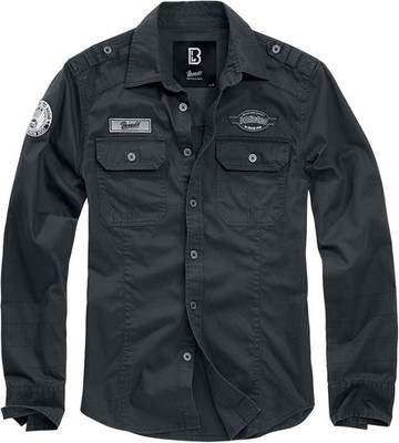 Brandit Langarmhemd Herren Luis Shirt schwarz Basics
