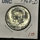 1968 D Kennedy Half Dollar Uncirculated 40% Silver US Denver Mint