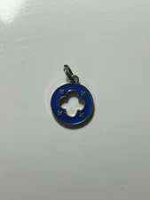 LOUIS VUITTON LV ZIPPER PULL Button CHARM Silver Double Sided Flier Motif