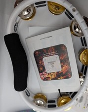 Meinl Percussion TMT1M-WH Hand Tambourine White Dual Alloy Jingles Padded Grip