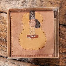 AXE HEAVEN Handmade Brown Bifold Wallet Guitar Pick Holder Music Theme for Men