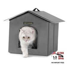 Outdoor Insulated Cat House for Feral Medium Cats S 14" X 14" X 17" grey
