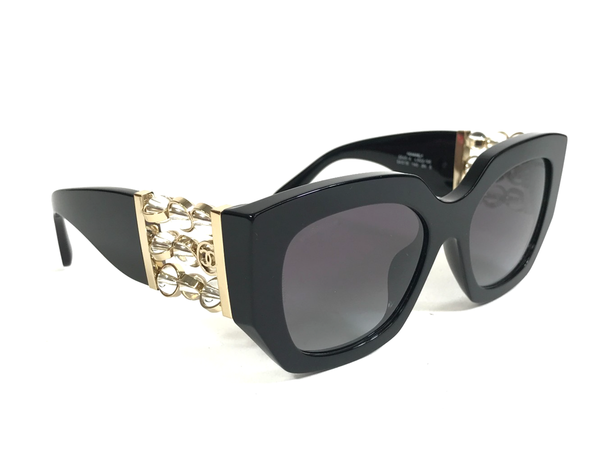 Chanel Sunglasses 5545-A c.622/S6 Black Glass Pearl Frames with