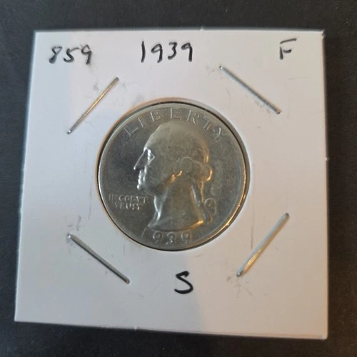 1939-S Washington Silver Quarter With Fine Details, Likely Cleaned