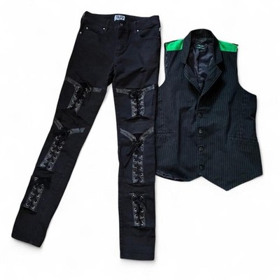Vintage Y2K Tripp NYC Pants + CUSTOM Tripp NYC skull vest bundle deal Size S 26W