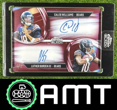 Luther Burden III Caleb Williams Auto 2025 Topps Chrome Black 1/5 Pitch Red RC