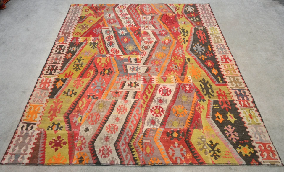 Alfombra Turca Patchwork 61" x 76" Hecha de Kilims Antiguo Tejido a Mano 155 x 192 cm Foto 4 de 4