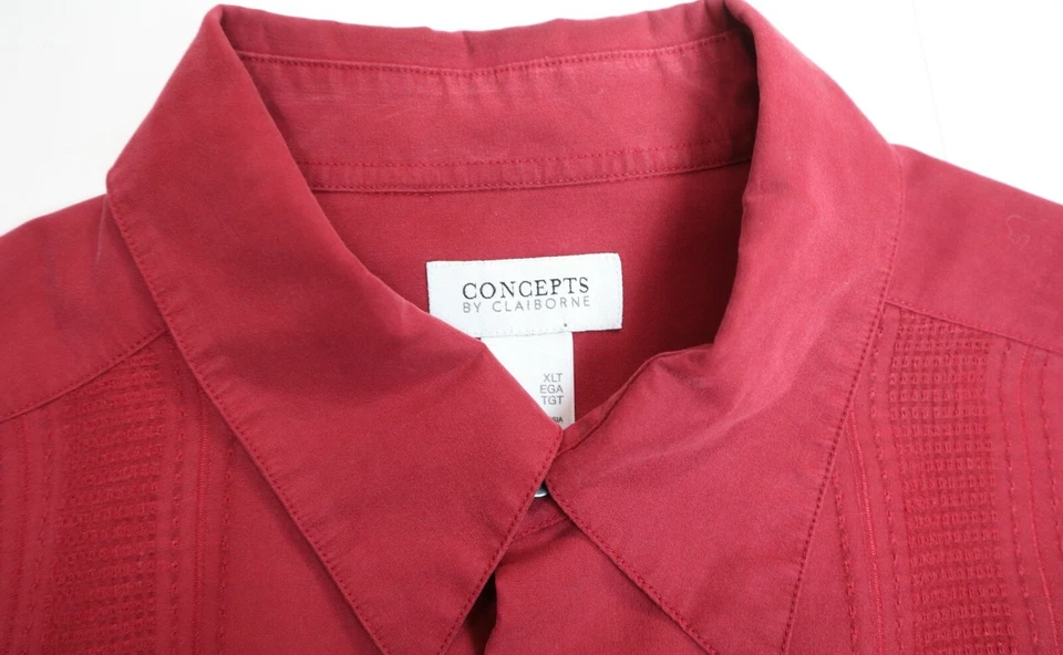 CONCEPTS BY CLAIBORNE - MEN'S RED SOFT SHORT SLEEVE BUTTON-UP SHIRT - SIZE XLT - Image 3 of 4